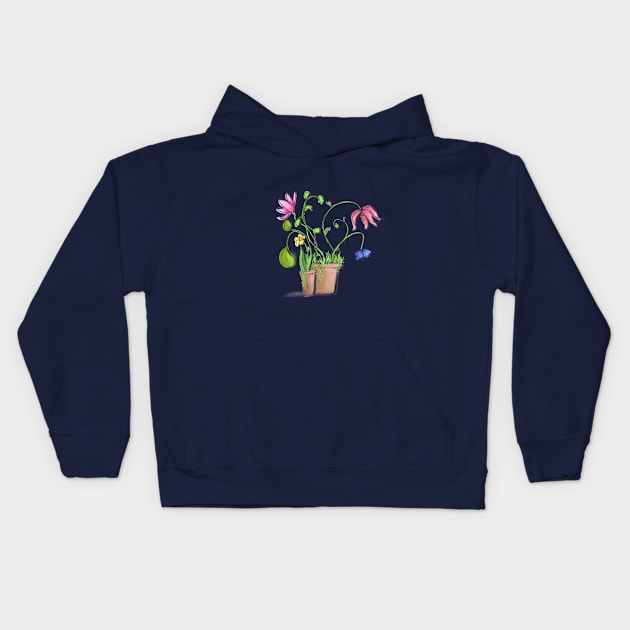 Comfy flower poots Kids Hoodie by Ghostlyboo